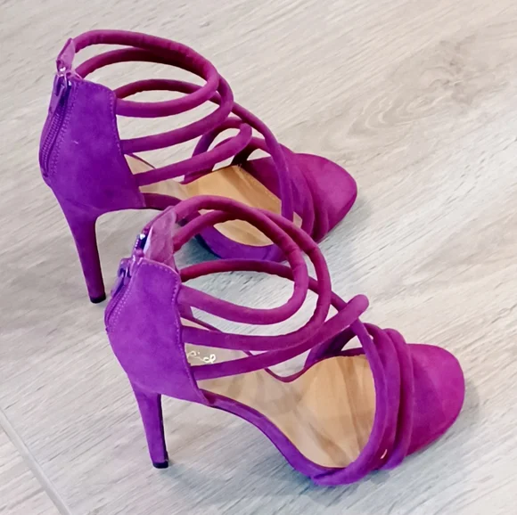 Quipid Women's Purple High Heeled Strappy Sandals Purple Plum Size 8 NEW - Picture 4 of 8